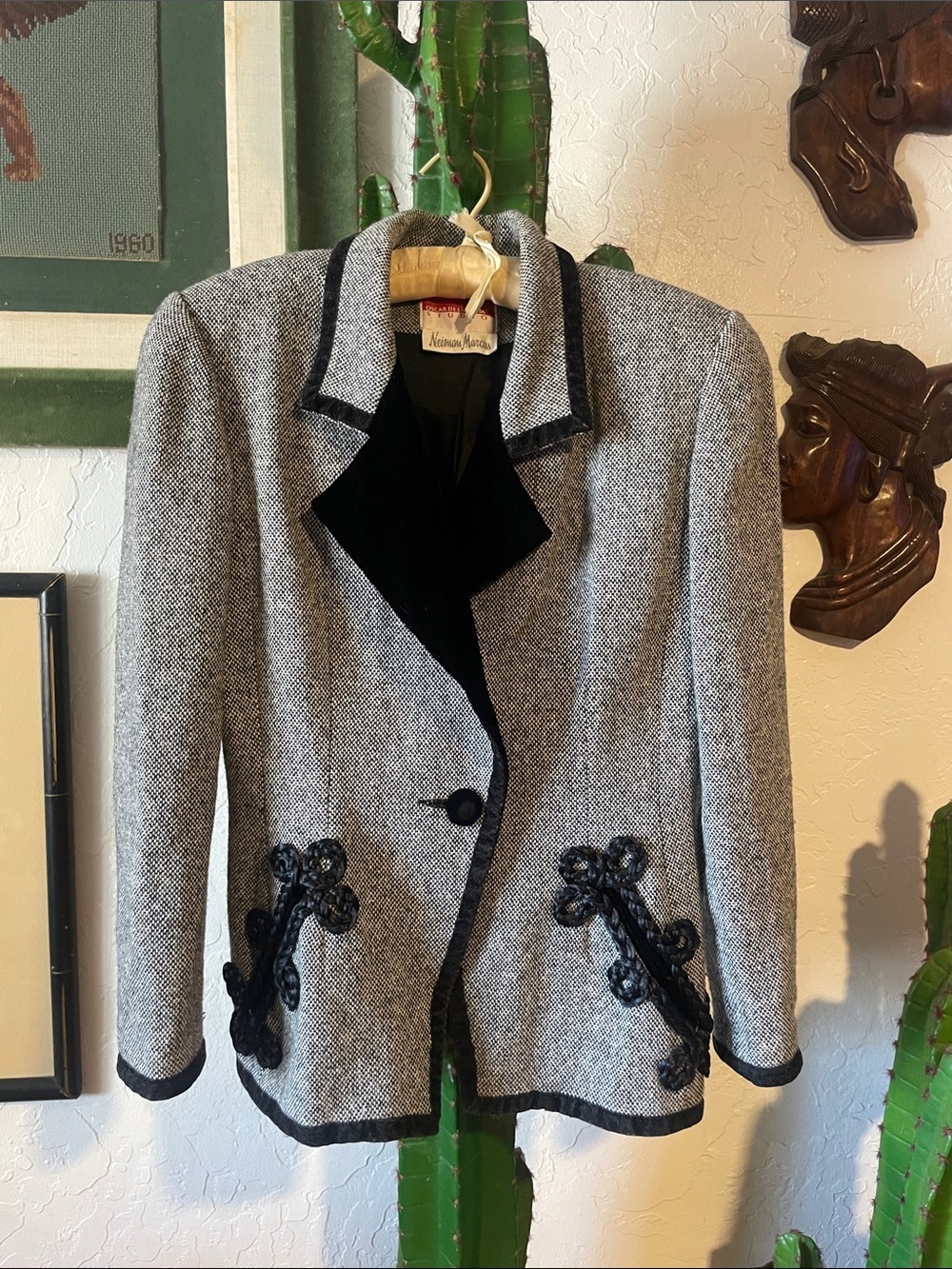 Vintage Oscar De La Renta Studio Wool and Velvet Blazer Size 8